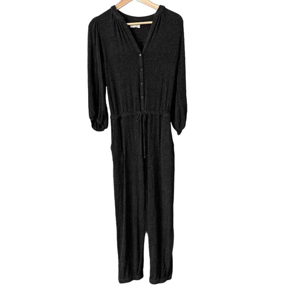 Velvet by Graham & Spencer Harper‎ Cozy Soft Puff Sleeve Charcoal Jumpsuit S